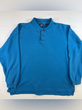 Vintage 90s GAP Heavyweight Polo Shirt Blue XL